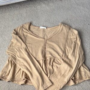 Elegant Tan Long Sleeve Women's Top